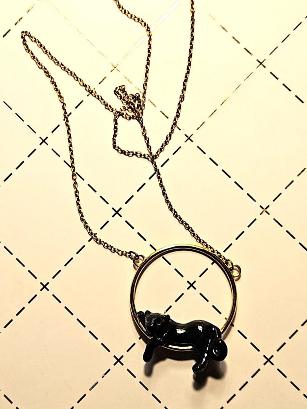 Nach Hand-crafted, Black Porcelain & Gold Panther Necklace